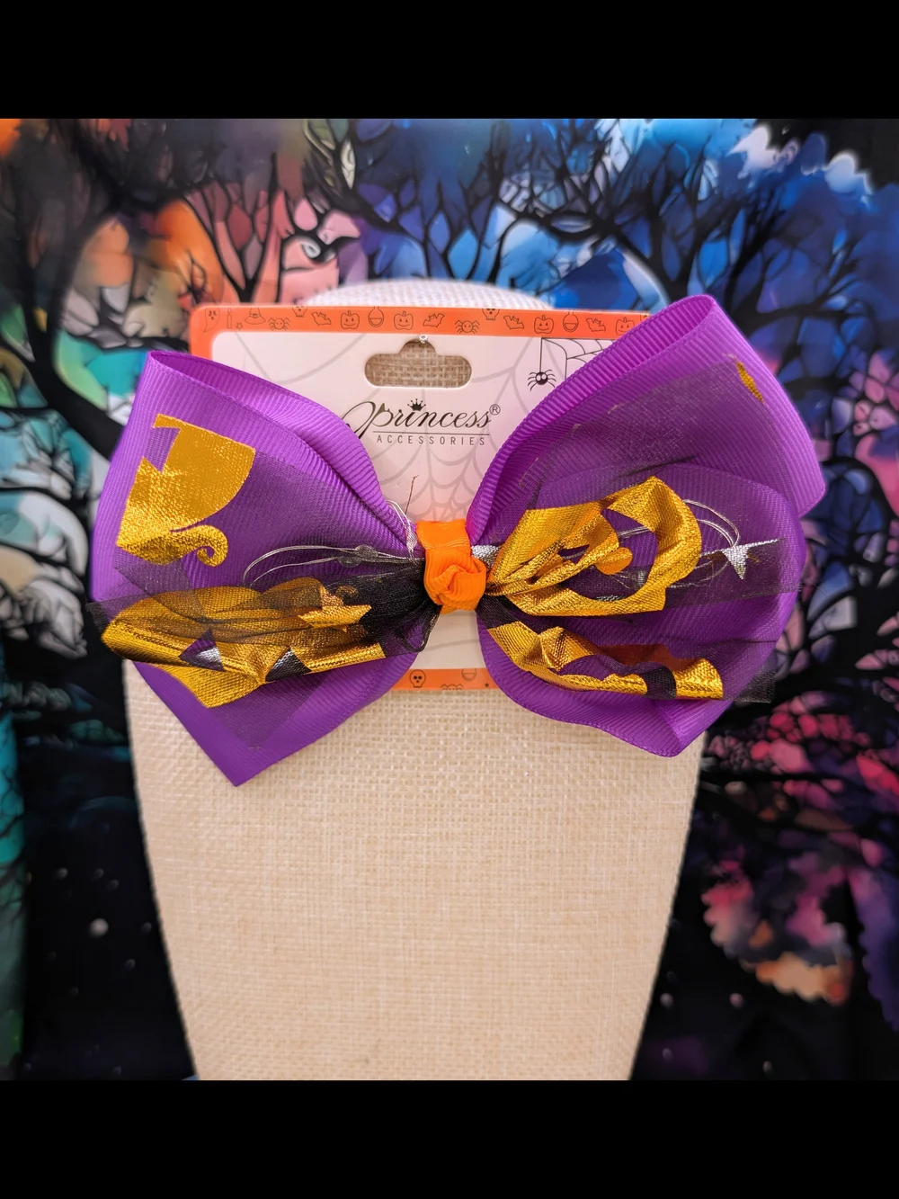Purple Light up Halloween Alligator Clip Bow